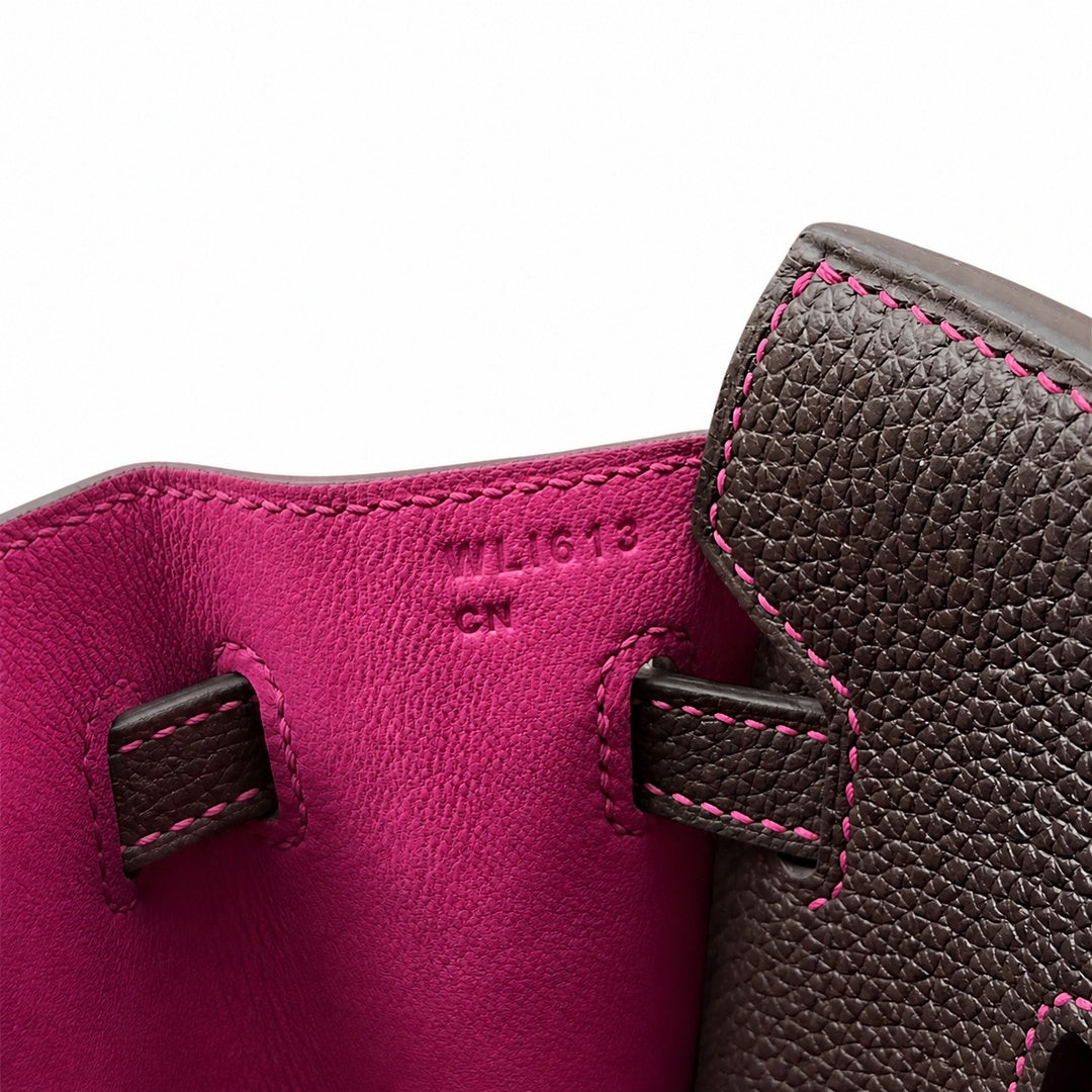 Mini Birkin 25cm Officier Edition in Chocolate Brown Togo & Pink Swift Calfskin