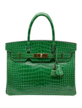 Birkin Emerald Shiny Niloticus Crocodile Gold Hardware