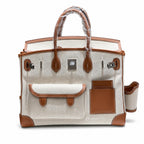 Birkin Cargo 35 Gold Leather and Ecru Canvas Multi-Pocket Bag