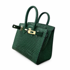 Mini Birkin 20cm Outer Stitching Tote Bag in Emerald Lizard Pattern