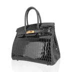 Birkin Bag, Crocodile-Grain Top-Grain Cowhide Leather, In-Seam Gold Hardware