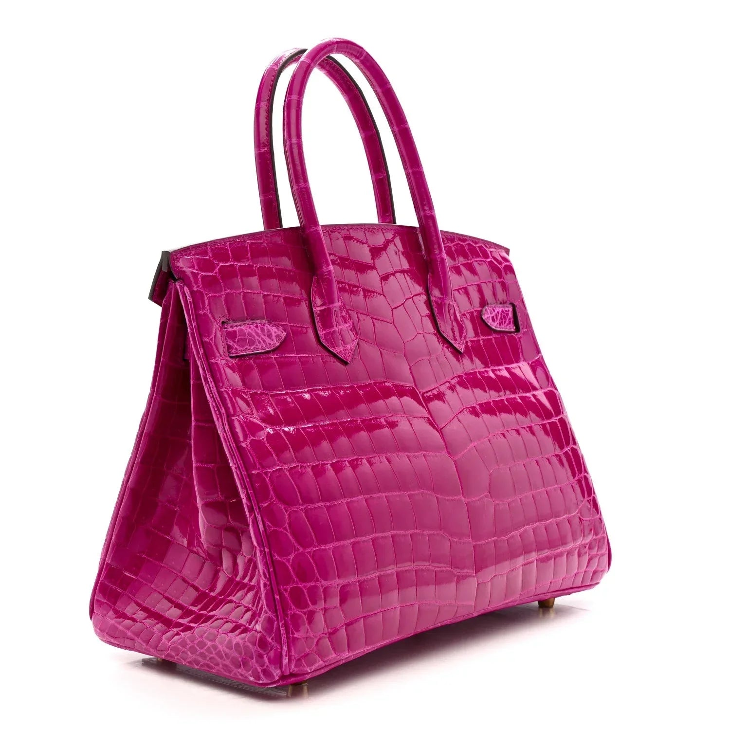 Birkin 30 Rose Pourpre Shiny Niloticus Crocodile Gold Hardware