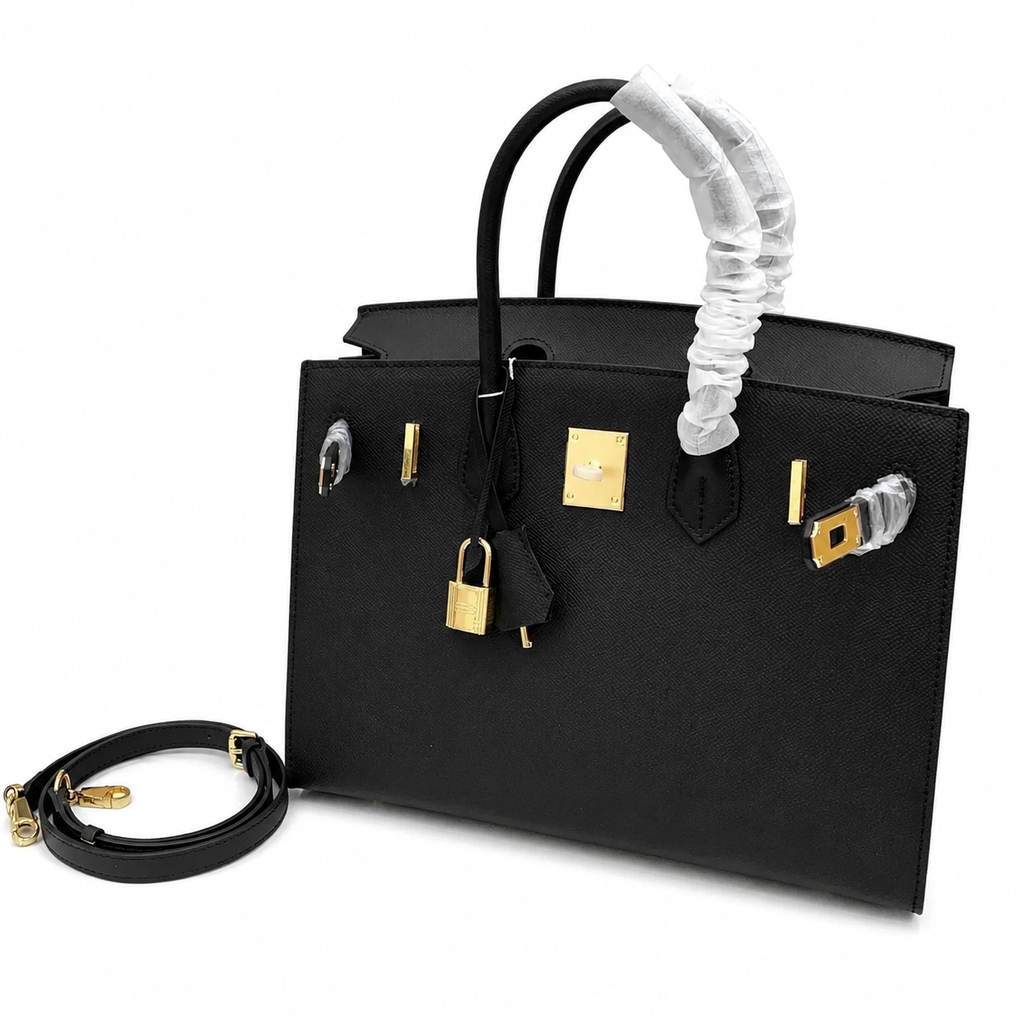 Birkin Style 25/30 Sellier in Noir Epsom Leather (Gold Hardware)